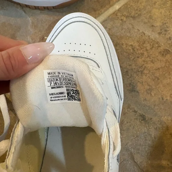 Reebok White Leather Sneakers with Gum Platform Sole - Picture 3 of 4